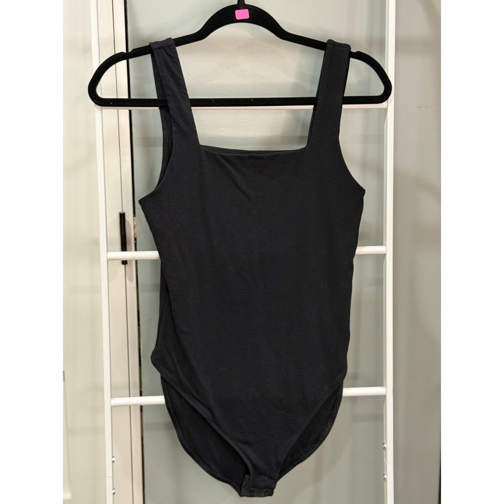 Old Navy Womens Black Square Neck Sleeveless Tank Bodysuit Small Balletcore 90s